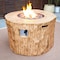 Homeroots 37" Brown Faux Wood Stump Propane Round Fire pit With Cover 535176 - alternate 2