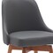 Homeroots 30" Gray and Wood Brown Faux Leather with Solid Wood Swivel Bar Height Bar Chair 534485 - alternate 2