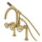 Kingston Brass 7" Center Deck-Mount Clawfoot Tub Faucet with Hand Shower, Brushed Brass AE8107RX - alternate 1