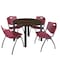 Regency Round Kee Breakroom Table W/ 4 M Stack Chairs, 48 in W, 48 in L, Neo Walnut TB48RNDNWBPBK47BY - alternate 1