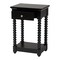 Baxton Studio Terentia Nightstand with Bobbin Legs - 1-Drawer Bedroom Side Table with Storage Shelf, Black 266-14634-ZORO - alternate 2