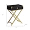Homeroots 24" Gold And Dark Brown Wood And Metal End Table With Drawer 333263 - alternate 2