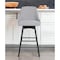 Homeroots 26" Light Gray and Black Fabric with Solid Wood Swivel Counter Height Bar Chair 534479 - alternate 1