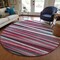 Homeroots 8' Burgundy Ivory And Blue Round Striped Washable Indoor Outdoor Area Rug 597309 - alternate 2