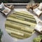 Homeroots 8' Olive Green Ivory And Beige Round Striped Washable Indoor Outdoor Area Rug 613304 - alternate 2