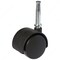 Richelieu Dual-Wheel Furniture Caster, Swivel Without Brake, with Wood Stem, Black F24427 - alternate 1