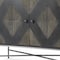 Homeroots 36in Dark Brown and Silver Solid Wood and Iron Carved Geometric Accent Cabinet With Two Doors 611059 - alternate 2