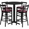 Flash Furniture Round Blk Bar Table, Rnd Base, Burgundy Seat, 24", Laminate Top, Wood Grain HDBF1037-GG - alternate 1