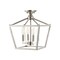 Jonathan Y Plains 12" 4-Light Modern Farmhouse Metal Open-Frame Pagoda LED Semi Flush Mount Mini Lantern, Nickel JYL7610D - alternate 2