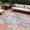 Homeroots 8' X 10' White Pink And Teal Blue Striped Washable Indoor Outdoor Area Rug 617707 - alternate 1