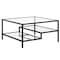 Homeroots 32" Black Glass And Steel Square Coffee Table With Two Shelves 520972 - alternate 1