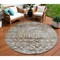 Homeroots 8' Brown And Beige Round Argyle Washable Indoor Outdoor Area Rug 615796 - alternate 1