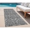 Homeroots 8' Runner Gray Damask Washable Non Skid Indoor Outdoor Runner Rug 563872 - alternate 1