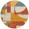 Homeroots 8' Coral Gold And Ivory Round Geometric Washable Indoor Outdoor Area Rug 617904 - alternate 3