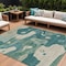 Homeroots 9' X 12' Teal Blue Ivory And Beige Abstract Washable Indoor Outdoor Area Rug 630613 - alternate 1