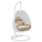 Leisuremod White Wicker Hanging Egg Swing Chair with Taupe Cushions ESCW-40TP - alternate 1