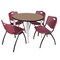 Regency Round Kahlo Breakroom Table W/ 4 M Stack Chairs, 36 in W, 36 in L, Noble Oak TPL36RNDNOCM47BY - alternate 1