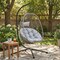 Leisuremod Summit Foldable Egg Swing Chair with Stand, Grey UV-Resistant Wicker, & Weatherproof SSCGR-35LGR - alternate 3