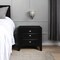 Homeroots 25" Black Wood Three Drawer Nightstand 384019 - alternate 3