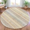 Homeroots 8' Gold And Silver Round Striped Washable Indoor Outdoor Area Rug 632211 - alternate 2
