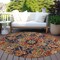 Homeroots 8' Round Red Orange and Blue Round Oriental Washable Non Skid Indoor Outdoor Area Rug 563786 - alternate 3