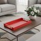 Homeroots 16" Red Wood and Vinyl Faux Shagreen Handmade Serving Tray With Handles 571242 - alternate 3