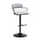 Homeroots Light Gray and Black Fabric with Metal Swivel Low Back Adjustable Height Bar Chair 534447 - alternate 1