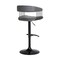 Homeroots Gray and Black Faux Leather with Metal Swivel Adjustable Height Bar Chair 534473 - alternate 2