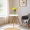 Homeroots 30" White And Natural Rounded Fiberglass And Solid Wood Dining Table 520870 - alternate 2