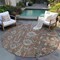 Homeroots 8' Brown Gray And Charcoal Round Oriental Washable Indoor Outdoor Area Rug 582118 - alternate 3