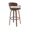 Armen Living Willow 25.5in Swivel Walnut Wood Counter Stool in Black Faux Leather with Golden Bronze Metal LCWIBAWABLK26 - alternate 3