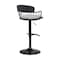 Armen Living Nash Adjustable Black Wood Bar Stool in Light Gray Fabric with Black Metal LCNABABLKLTGRY - alternate 3