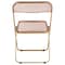 Leisuremod Lawrence Acrylic Folding Chair with Gold Metal Frame, Rose Pink, 2PK LFG19PK2 - alternate 2