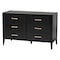 Baxton Studio Primrose Mid-Century Black Fluted Wood 6-Drawer Dresser 249-13822-ZORO - alternate 1