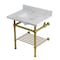 Kingston Brass 30-Inch Carrara Marble Console Sink with Brass Legs and Shelf, 8-Inch, 3-Hole KVPB3030MBSQB7 - alternate 1