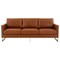 Leisuremod Lincoln Upholstered Leather Sofa with Gold Frame, Cognac Tan LA83BR-L - alternate 3