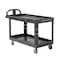 Rubbermaid Commercial Utility Cart with Deep Lipped Plastic Shelves, Plastic, 750 lb Load Capacity, 2 Shelves, 55 in L FG454600BLA - alternate 1