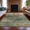 Homeroots 5' X 8' Olive Green Gold And Gray Abstract Washable Indoor Outdoor Area Rug 631450 - alternate 2