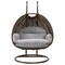 Leisuremod Mendoza Dark Brown Wicker Hanging 2 person Egg Swing Chair with Light Grey Cushions MSCDBR-53LGR - alternate 2