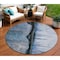 Homeroots 8' Blue And Charcoal Round Abstract Washable Indoor Outdoor Area Rug 630467 - alternate 1