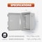 Newhouse Electric NEMA 4X 4.72"L x 6.3"W x 8.66"H ABS Plastic Gray Weatherproof Electrical Junction Box, Hinged Cover NHWE-M - alternate 2