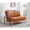 Leisuremod Jefferson Contemporary Faux Leather Loveseat with Silver Frame, Cognac Tan JAS53BR-L - alternate 2