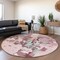 Homeroots 8' Pink And Gray Round Abstract Washable Indoor Outdoor Area Rug 599594 - alternate 3