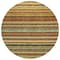 Homeroots 8' Coral Gold And Green Round Striped Washable Indoor Outdoor Area Rug 577771 - alternate 5