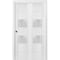 Sartodoors Sliding Closet Bi-fold Doors, Lucia 4010 White Silk with Frosted Glass, Sturdy Tracks Moldings Trim LUCIA4010BF-WS-84 x 80 (2* 42x80) - alternate 1