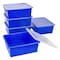 Storex Deep Storage Tray with Lid, Blue 62544U05C - alternate 2