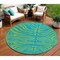 Homeroots 8' Teal Blue And Green Round Animal Print Washable Indoor Outdoor Area Rug 600710 - alternate 1