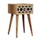 Homeroots 20" Black White And Brown Solid Wood Geometric Bone Inlay One Drawer Nightstand 651557 - alternate 2
