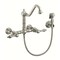Whitehaus Collection Vintage III Plus Wall Mount Faucet with a  Long Traditional Swivel Spout, and Solid Brass Side Spray WHKWLV3-9402-NT-BN - alternate 1