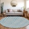 Homeroots 8' Teal Blue And Ivory Round Chevron Washable Indoor Outdoor Area Rug 595357 - alternate 2
